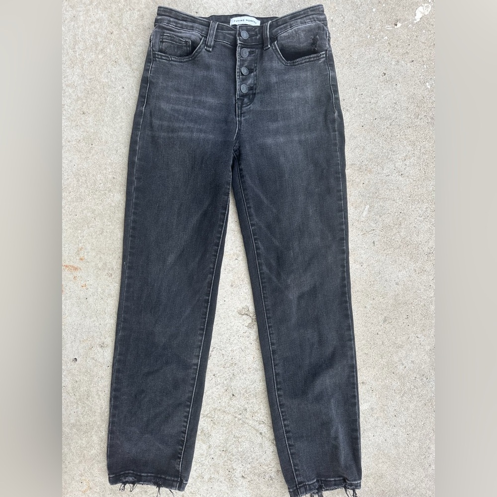 Flying Monkey- Black Denim, HR Straight Leg